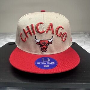 Chicago Bulls NBA Snap Back Hat Ultra Game‎ Khaki One Size Fits All Cap NWT $40